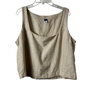 2/$15 Old Navy Linen‎ Blend Cropped Tank L Lagenlook (2812)